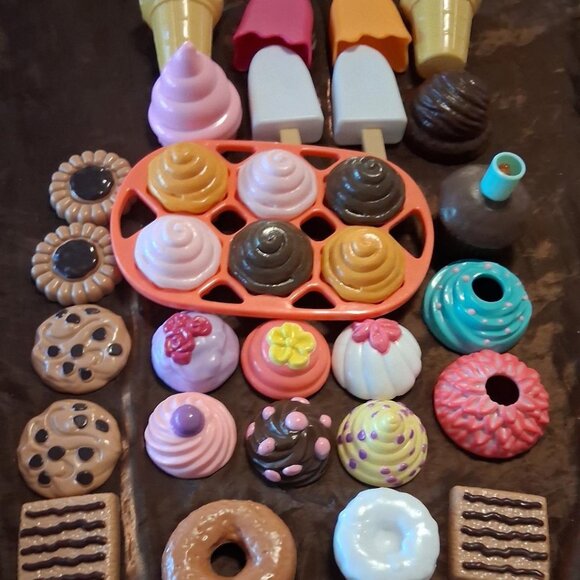 32 Piece Plastic Pretend Play Cupckes, Cookies and Ice Cream Treats - Picture 1 of 6